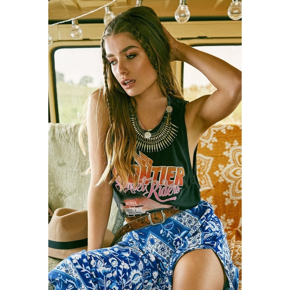 Spell Black and Orange Graphic Tank Top